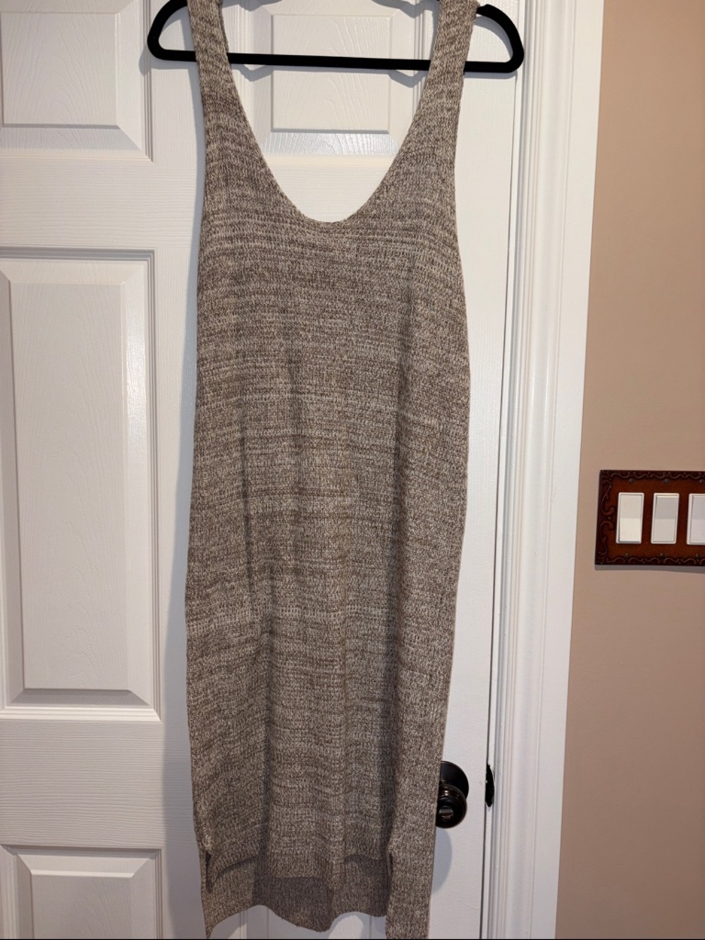Susina Neutral Knit Midi Dress in Taupe-Mix